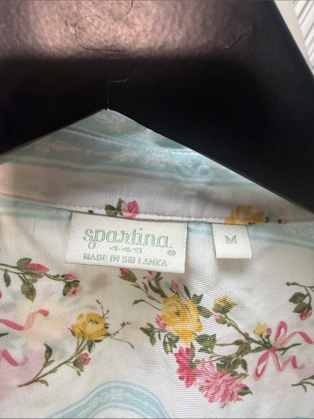 Spartina 449 White Floral Stripe Button-Up Top - Picture 3 of 7